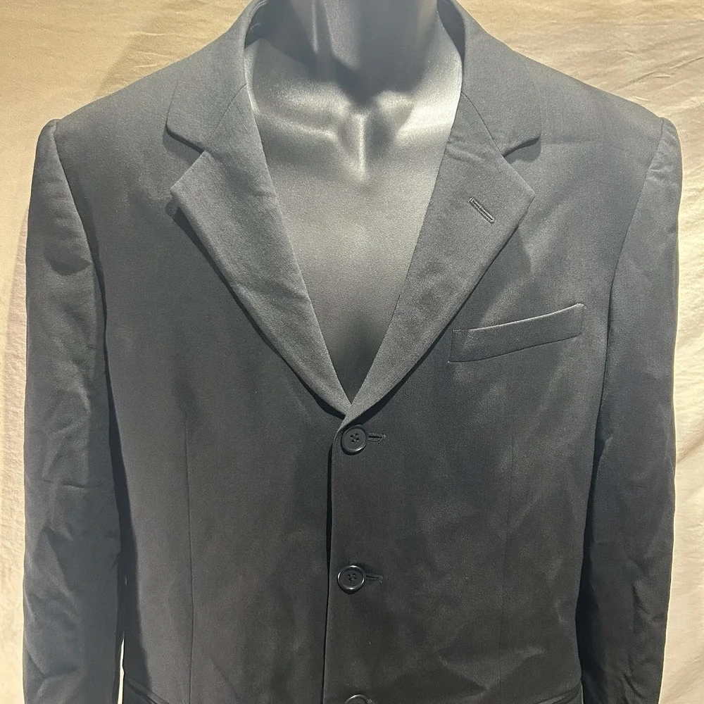 Emporio Armani Mens Black Virgin Wool Blazer Suit Jacket IT 50 US 40R Italy
